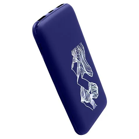Внешний аккумулятор Kugo, 10000 mAh с подсветкой гравировки, синий