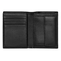 Card holder with flap and money pocket Classic Grained Black